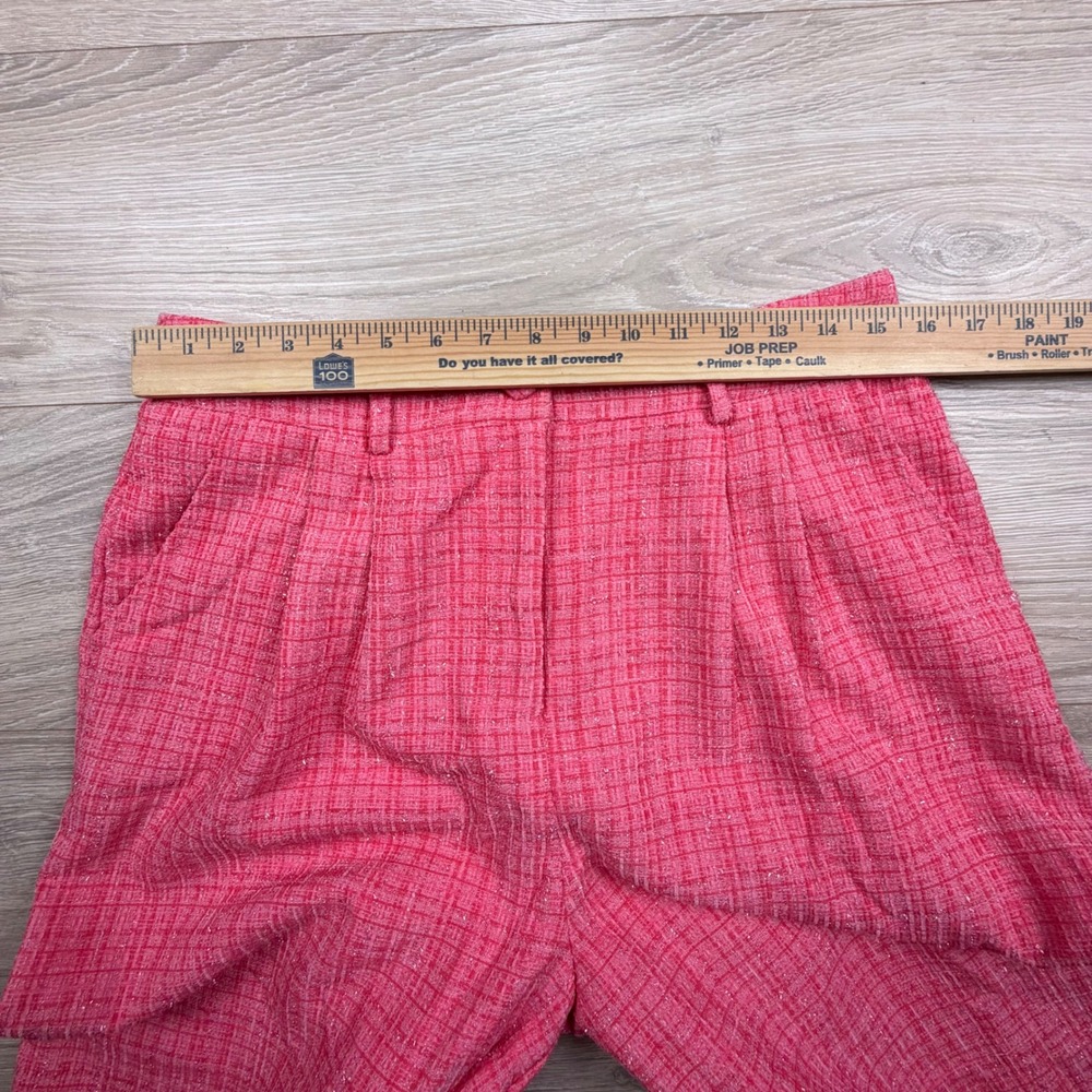 Sugarlips Adriella Pink Tweed Wide Leg High Rise Pleated Trousers NWT Women's L - Picture 4 of 10